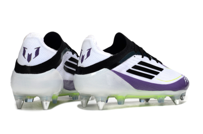 Messi x Adidas F50 Elite SG Soft Ground Soccer Cleats - White/Purple/Black