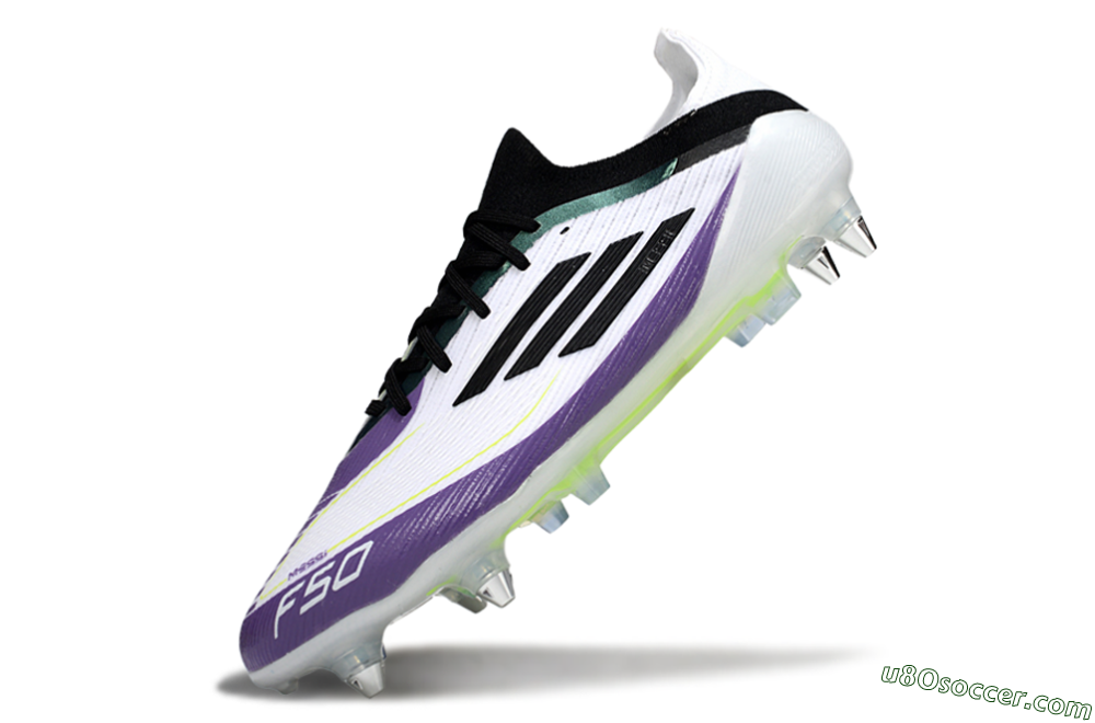 Messi x Adidas F50 Elite SG Soft Ground Soccer Cleats - White/Purple/Black 4