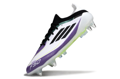 Messi x Adidas F50 Elite SG Soft Ground Soccer Cleats - White/Purple/Black