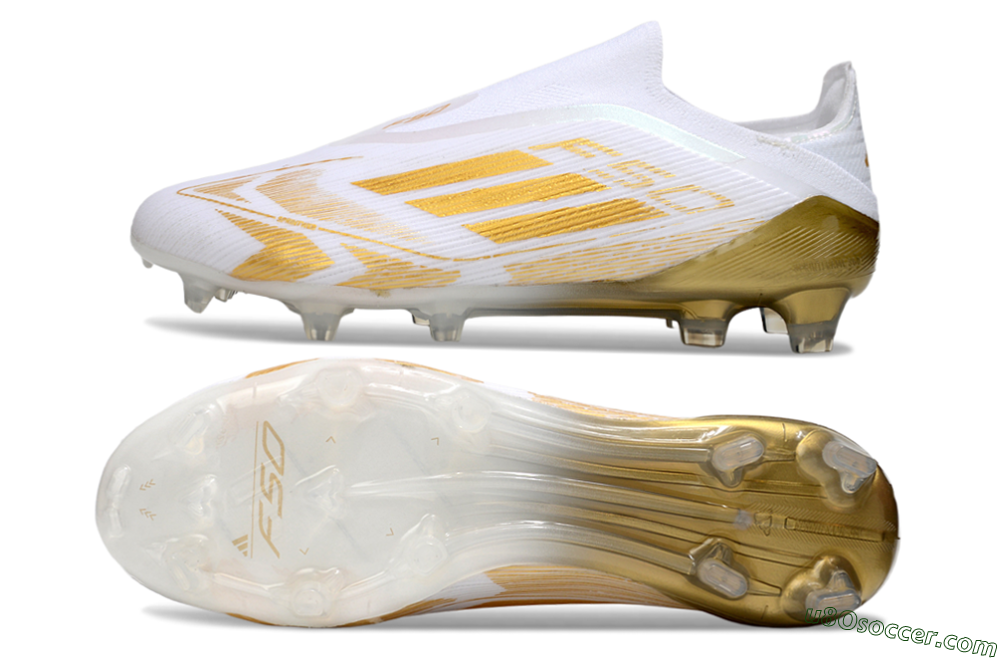 Adidas F50 Elite Laceless FG Firm Ground Soccer Cleats - White/Gold 0