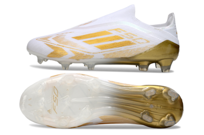 Adidas F50 Elite Laceless FG Firm Ground Soccer Cleats - White/Gold