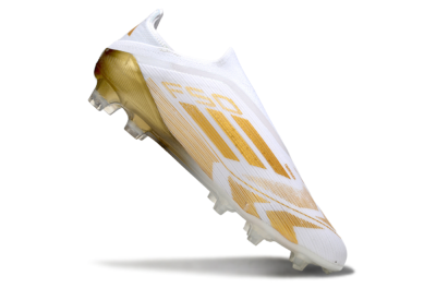 Adidas F50 Elite Laceless FG Firm Ground Soccer Cleats - White/Gold