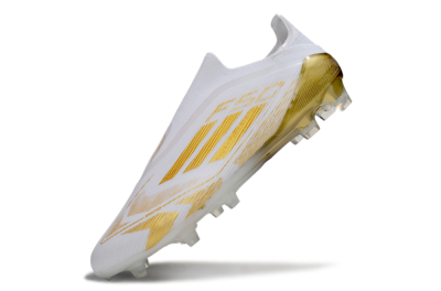 Adidas F50 Elite Laceless FG Firm Ground Soccer Cleats - White/Gold