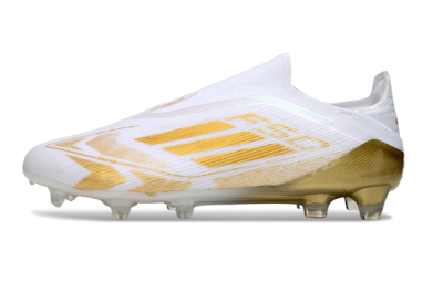 Adidas F50 Elite Laceless FG Firm Ground Soccer Cleats - White/Gold