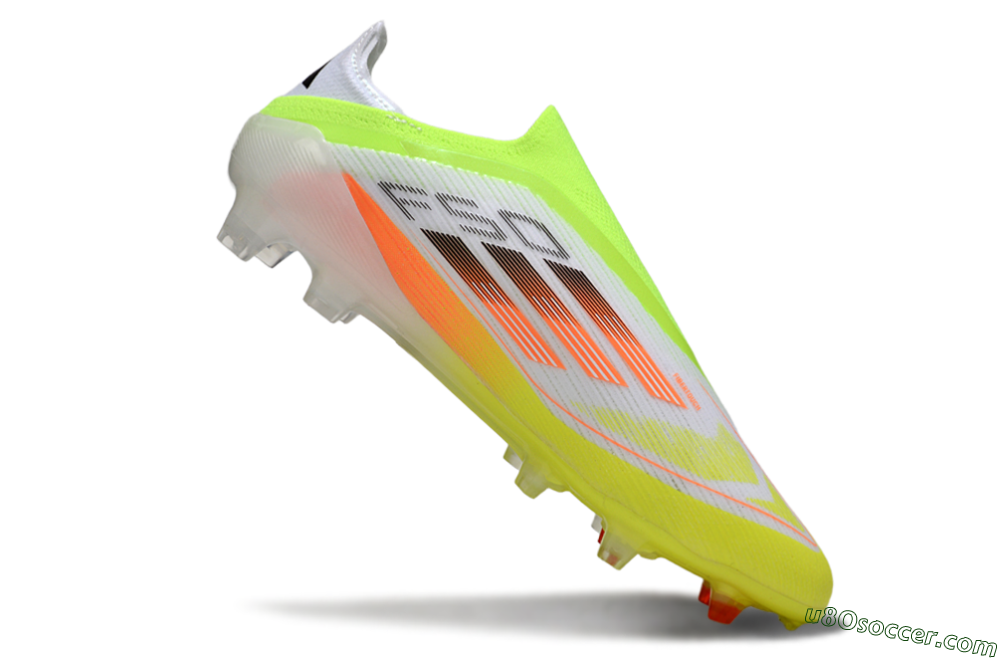 Adidas F50 Elite Laceless FG Firm Ground Soccer Cleats - White/Yellow/Orange 4
