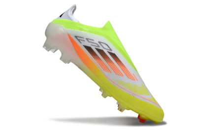 Adidas F50 Elite Laceless FG Firm Ground Soccer Cleats - White/Yellow/Orange