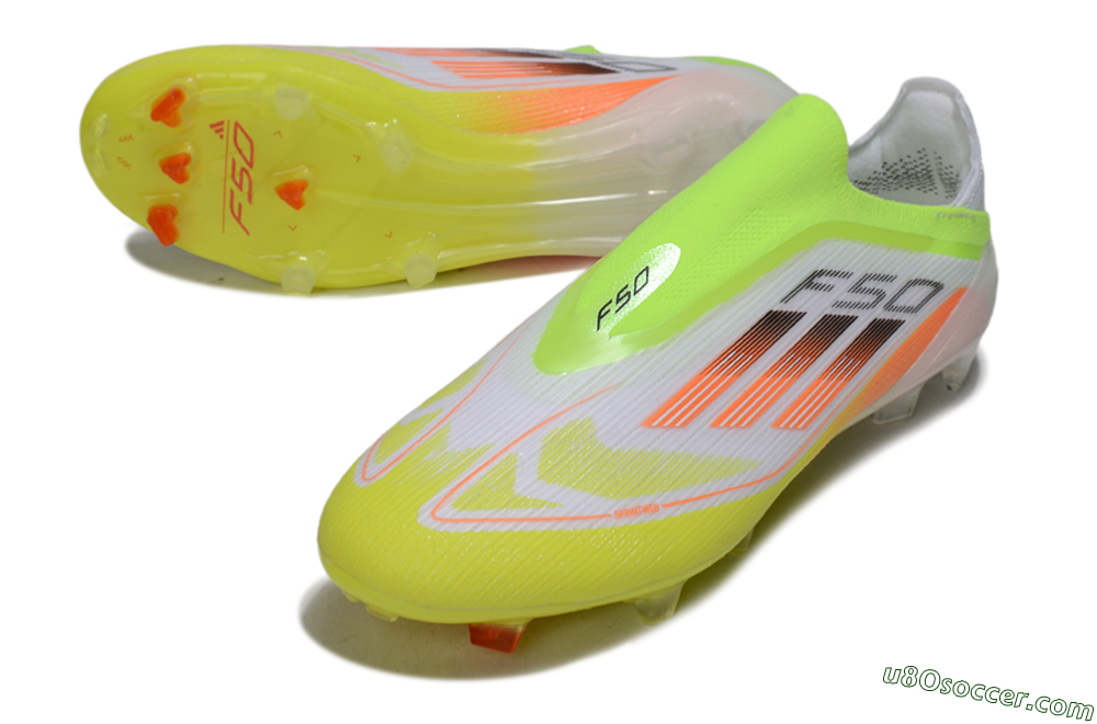 Adidas F50 Elite Laceless FG Firm Ground Soccer Cleats - White/Yellow/Orange 3