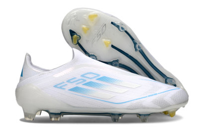 Adidas F50 Elite Laceless FG Firm Ground Soccer Cleats - White/Blue