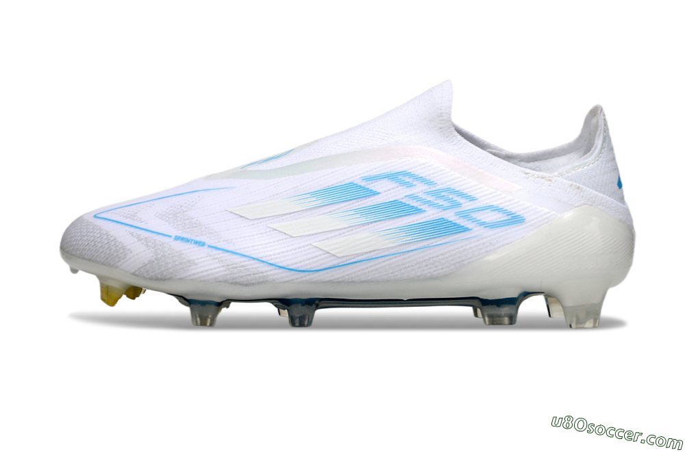 Adidas F50 Elite Laceless FG Firm Ground Soccer Cleats - White/Blue 2