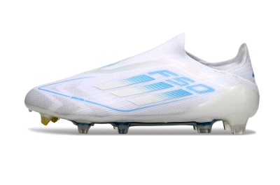 Adidas F50 Elite Laceless FG Firm Ground Soccer Cleats - White/Blue