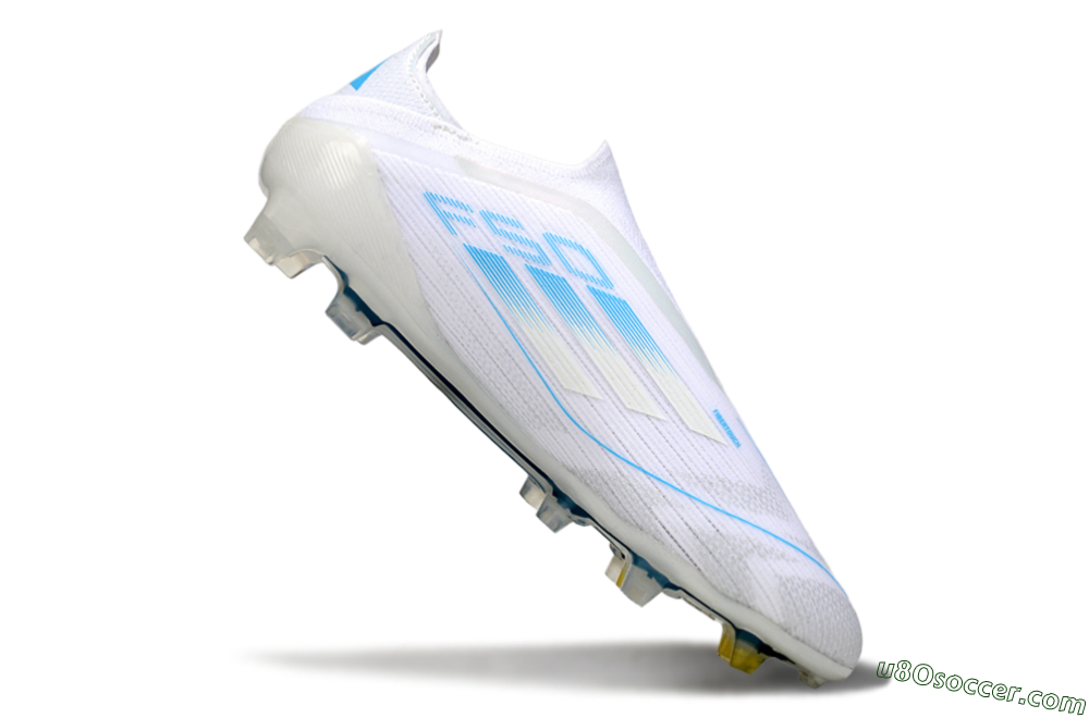 Adidas F50 Elite Laceless FG Firm Ground Soccer Cleats - White/Blue 4