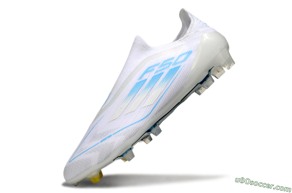 Adidas F50 Elite Laceless FG Firm Ground Soccer Cleats - White/Blue 5
