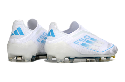 Adidas F50 Elite Laceless FG Firm Ground Soccer Cleats - White/Blue