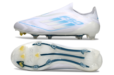 Adidas F50 Elite Laceless FG Firm Ground Soccer Cleats - White/Blue