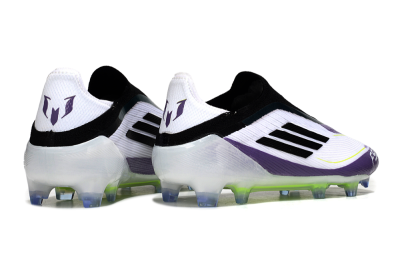 Messi x Adidas F50 Elite Laceless FG Firm Ground Soccer Cleats - White/Purple/Black