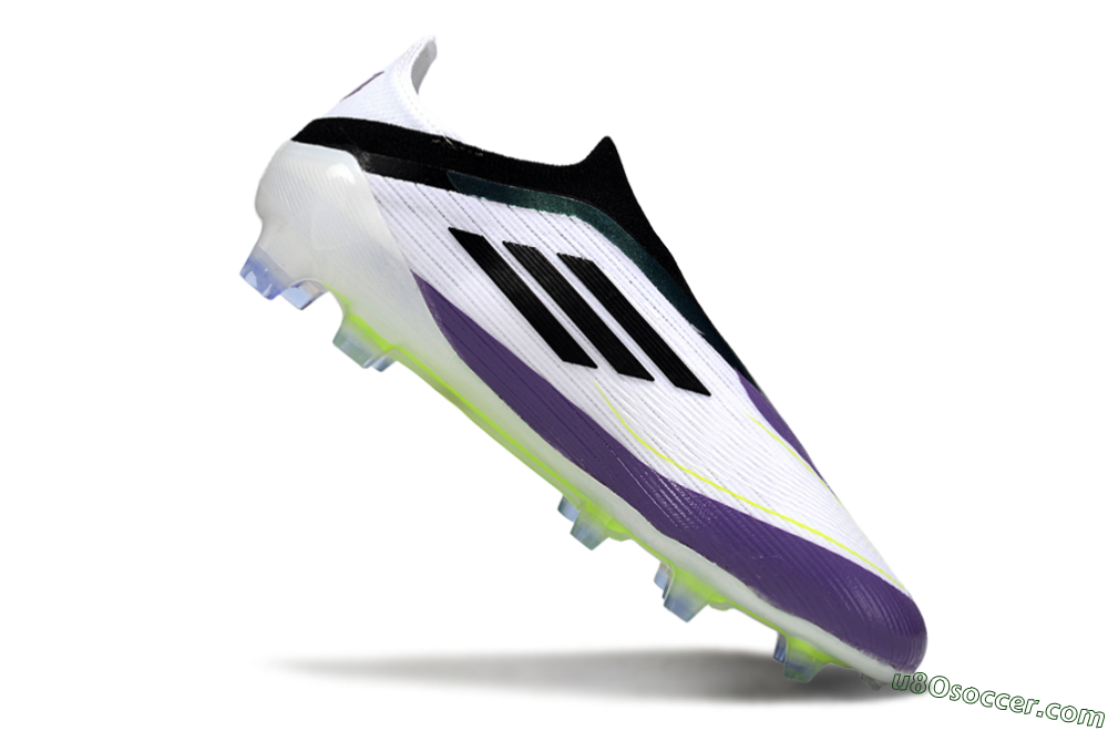 Messi x Adidas F50 Elite Laceless FG Firm Ground Soccer Cleats - White/Purple/Black 4