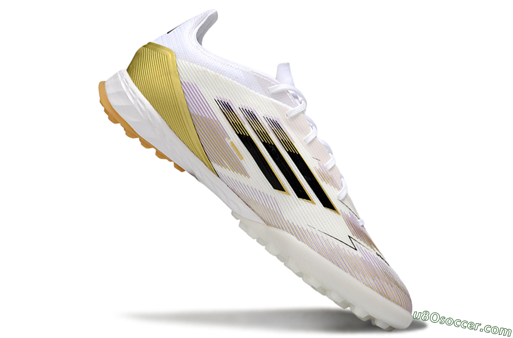 Adidas F50 Pro TF Artificial Turf Soccer Shoes - White/Black/Gold 4
