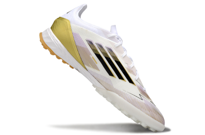 Adidas F50 Pro TF Artificial Turf Soccer Shoes - White/Black/Gold