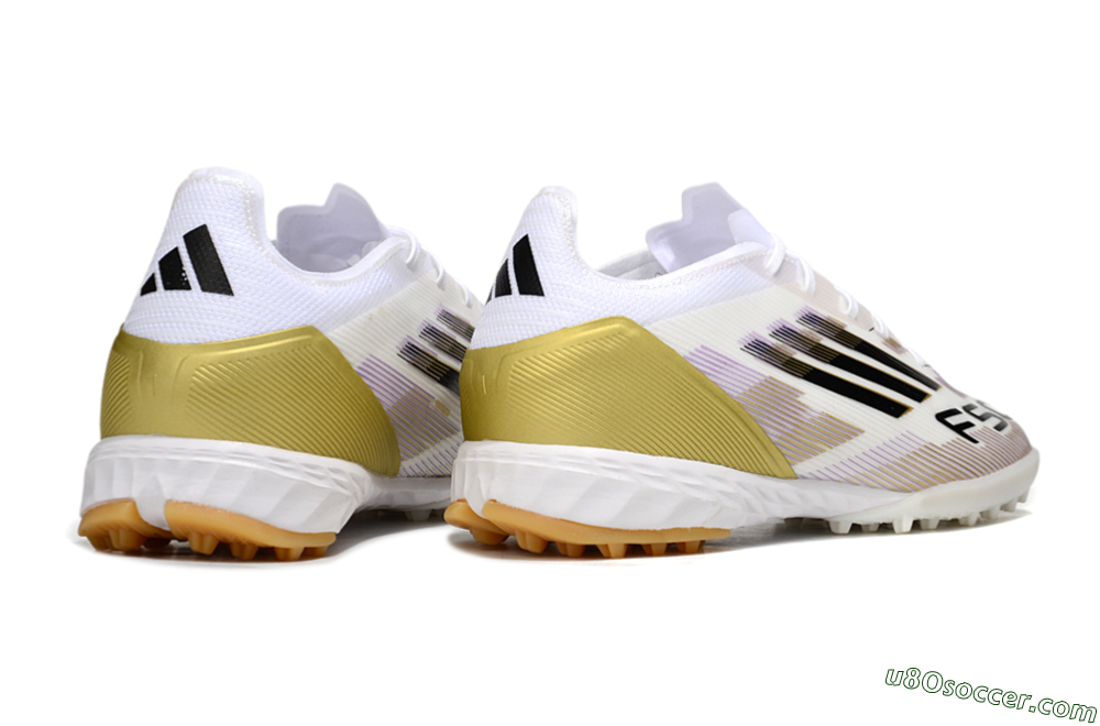 Adidas F50 Pro TF Artificial Turf Soccer Shoes - White/Black/Gold 6
