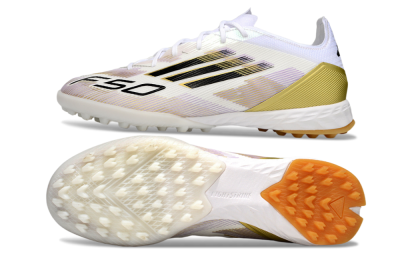 Adidas F50 Pro TF Artificial Turf Soccer Shoes - White/Black/Gold