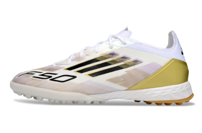 Adidas F50 Pro TF Artificial Turf Soccer Shoes - White/Black/Gold