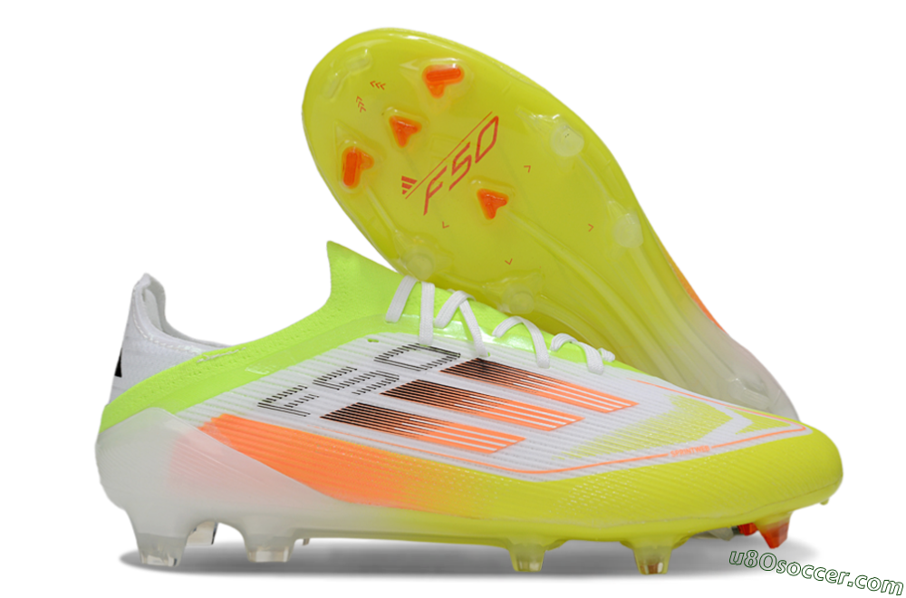 Adidas F50 Elite FG Firm Ground Soccer Cleats - White/Yellow/Orange 1