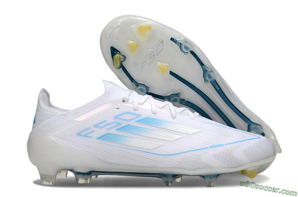 Adidas F50 Elite FG Firm Ground Soccer Cleats - White/Blue 1