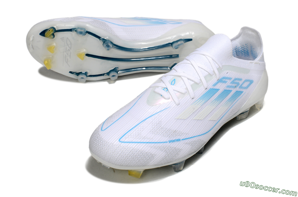 Adidas F50 Elite FG Firm Ground Soccer Cleats - White/Blue 3