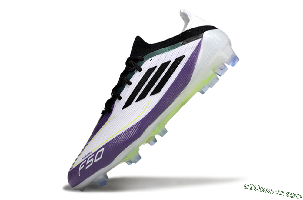 Messi x Adidas F50 Elite FG Firm Ground Soccer Cleats - White/Purple/Black 5