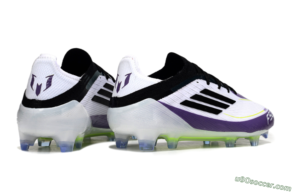 Messi x Adidas F50 Elite FG Firm Ground Soccer Cleats - White/Purple/Black 6