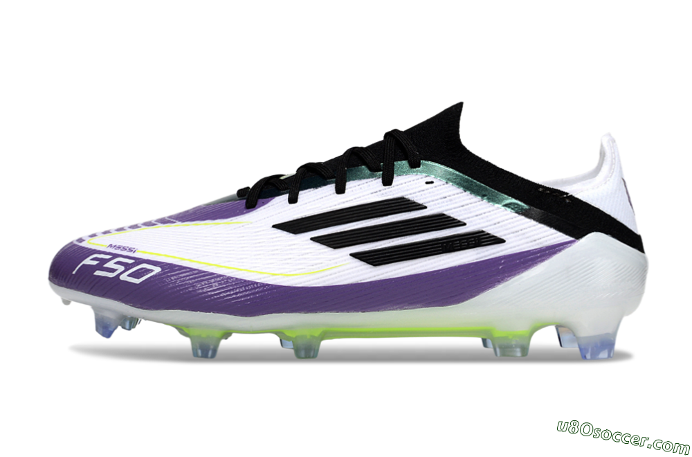 Messi x Adidas F50 Elite FG Firm Ground Soccer Cleats - White/Purple/Black 2