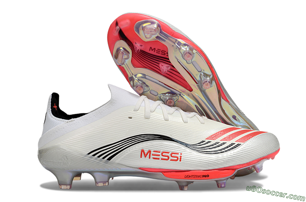 Messi x Adidas F50+ Elite FG Firm Ground Soccer Cleats - Silver/Red/Black 1
