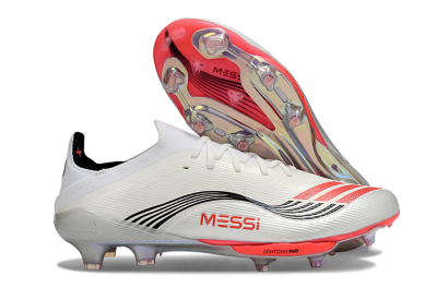 Messi x Adidas F50+ Elite FG Firm Ground Soccer Cleats - Silver/Red/Black