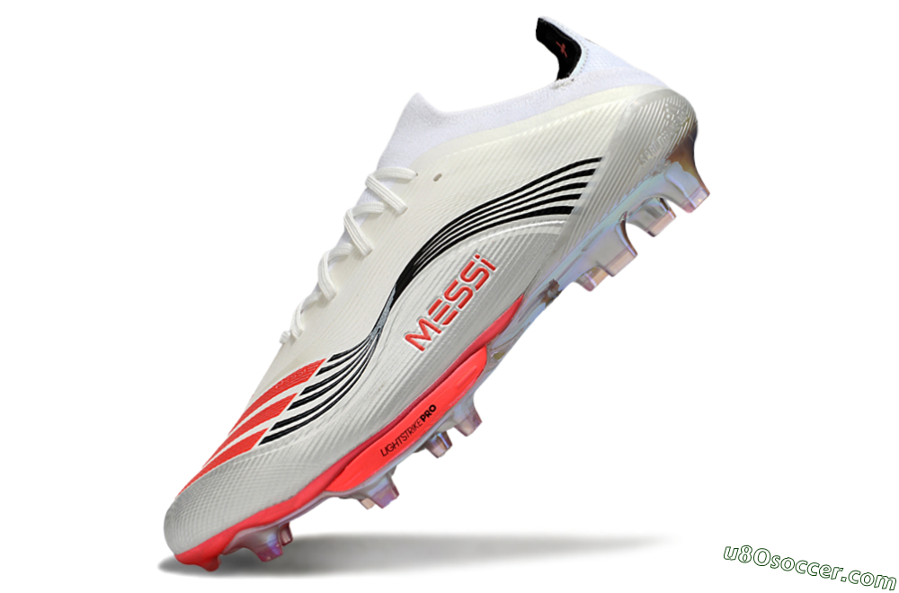 Messi x Adidas F50+ Elite FG Firm Ground Soccer Cleats - Silver/Red/Black 5