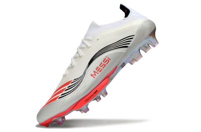 Messi x Adidas F50+ Elite FG Firm Ground Soccer Cleats - Silver/Red/Black