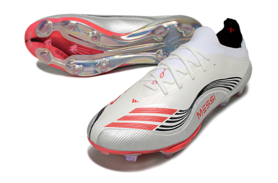 Messi x Adidas F50+ Elite FG Firm Ground Soccer Cleats - Silver/Red/Black