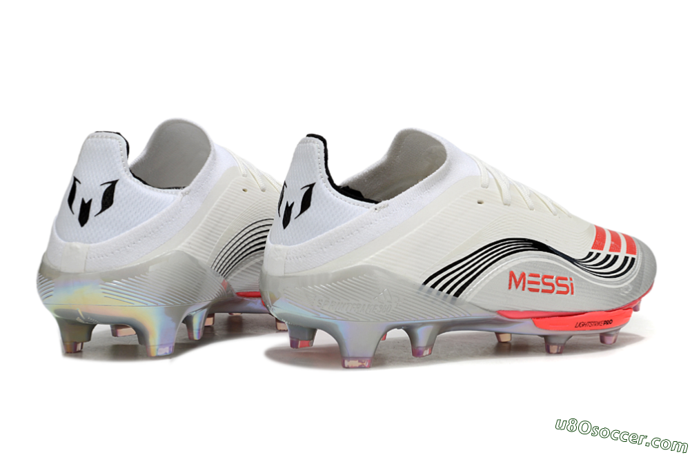 Messi x Adidas F50+ Elite FG Firm Ground Soccer Cleats - Silver/Red/Black 6