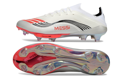 Messi x Adidas F50+ Elite FG Firm Ground Soccer Cleats - Silver/Red/Black