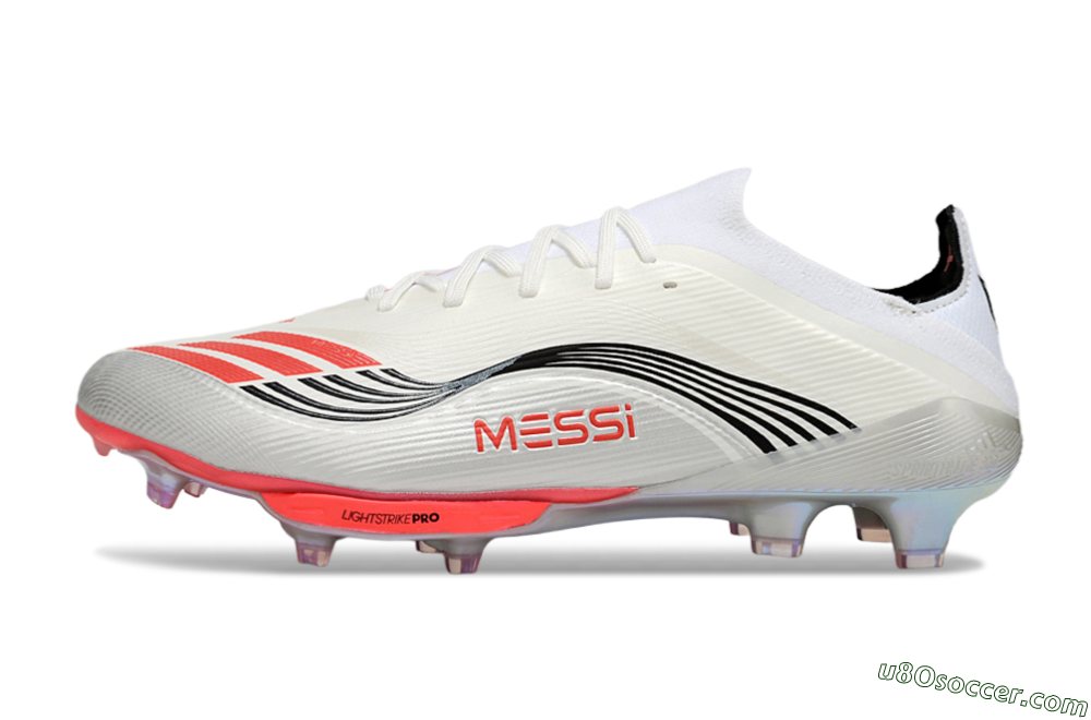 Messi x Adidas F50+ Elite FG Firm Ground Soccer Cleats - Silver/Red/Black 2