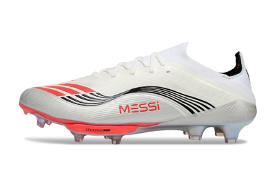 Messi x Adidas F50+ Elite FG Firm Ground Soccer Cleats - Silver/Red/Black