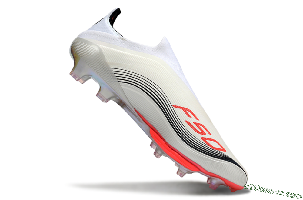 Messi x Adidas F50+ Elite Laceless FG Firm Ground Soccer Cleats - Silver/Red/Black 4