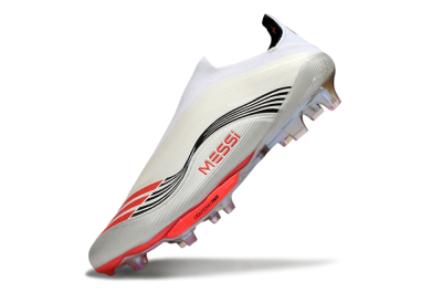 Messi x Adidas F50+ Elite Laceless FG Firm Ground Soccer Cleats - Silver/Red/Black