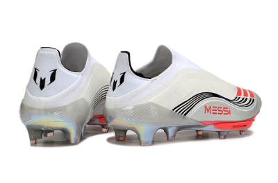 Messi x Adidas F50+ Elite Laceless FG Firm Ground Soccer Cleats - Silver/Red/Black