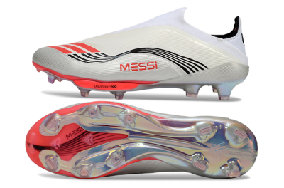 Messi x Adidas F50+ Elite Laceless FG Firm Ground Soccer Cleats - Silver/Red/Black