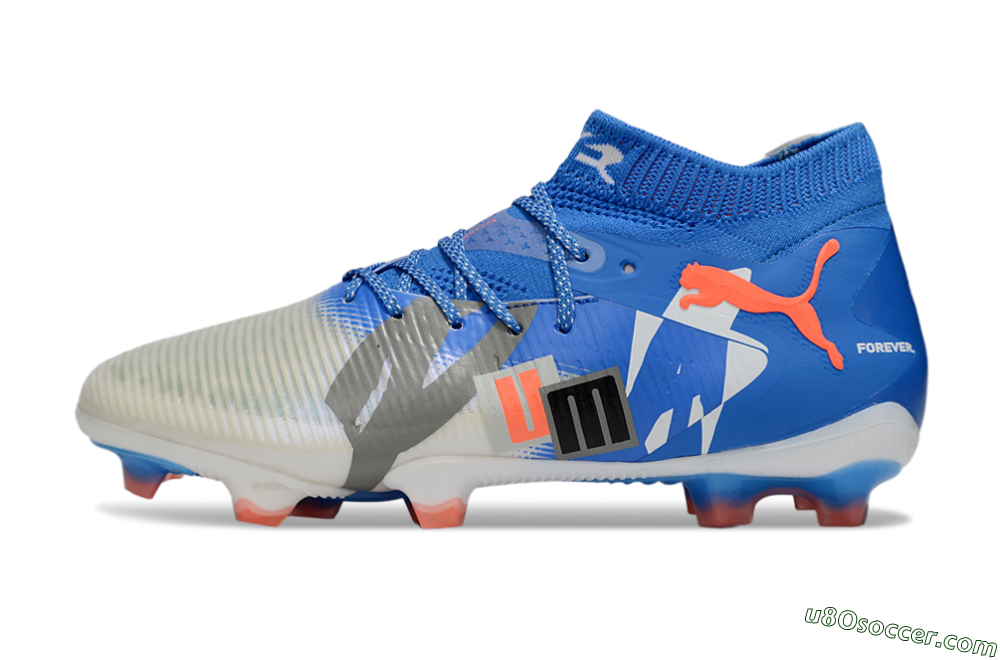 Puma Future 8 Ultimate FG Firm Ground Soccer Cleats - Blue/Silver/Red 2