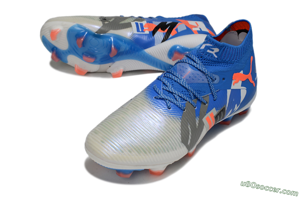 Puma Future 8 Ultimate FG Firm Ground Soccer Cleats - Blue/Silver/Red 3