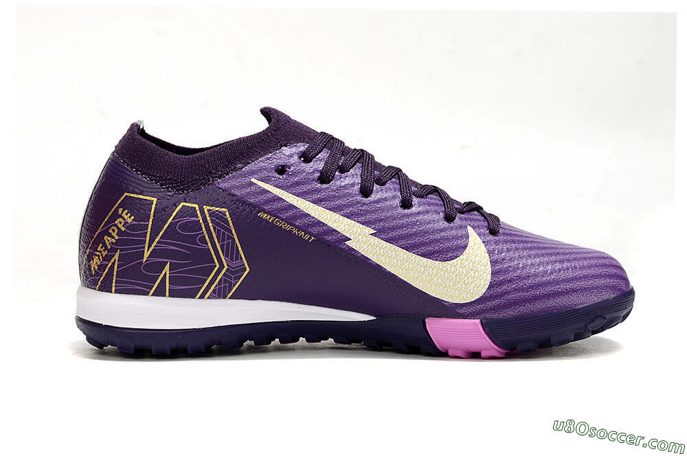 Nike Air Zoom Mercurial Vapor 16 Elite TF Artificial Turf Soccer Shoes - Purple/White/Gold 4