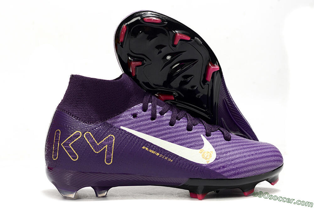 Nike Air Zoom Mercurial Superfly 10 Elite FG Firm Ground Soccer Cleats - Purple/White/Gold 1