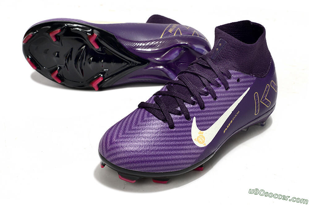 Nike Air Zoom Mercurial Superfly 10 Elite FG Firm Ground Soccer Cleats - Purple/White/Gold 3