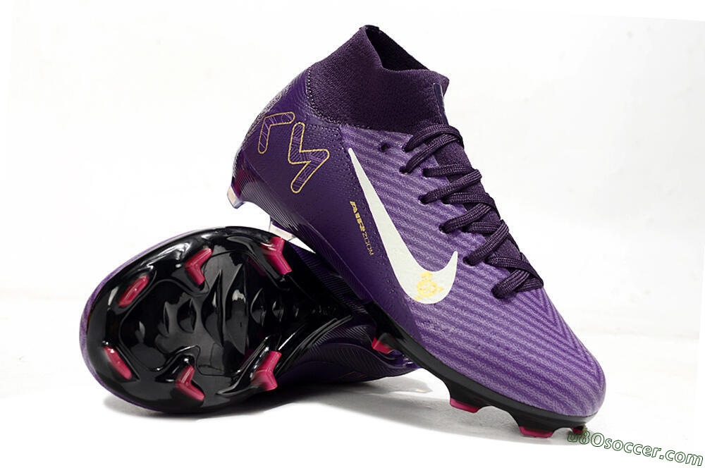 Nike Air Zoom Mercurial Superfly 10 Elite FG Firm Ground Soccer Cleats - Purple/White/Gold 0